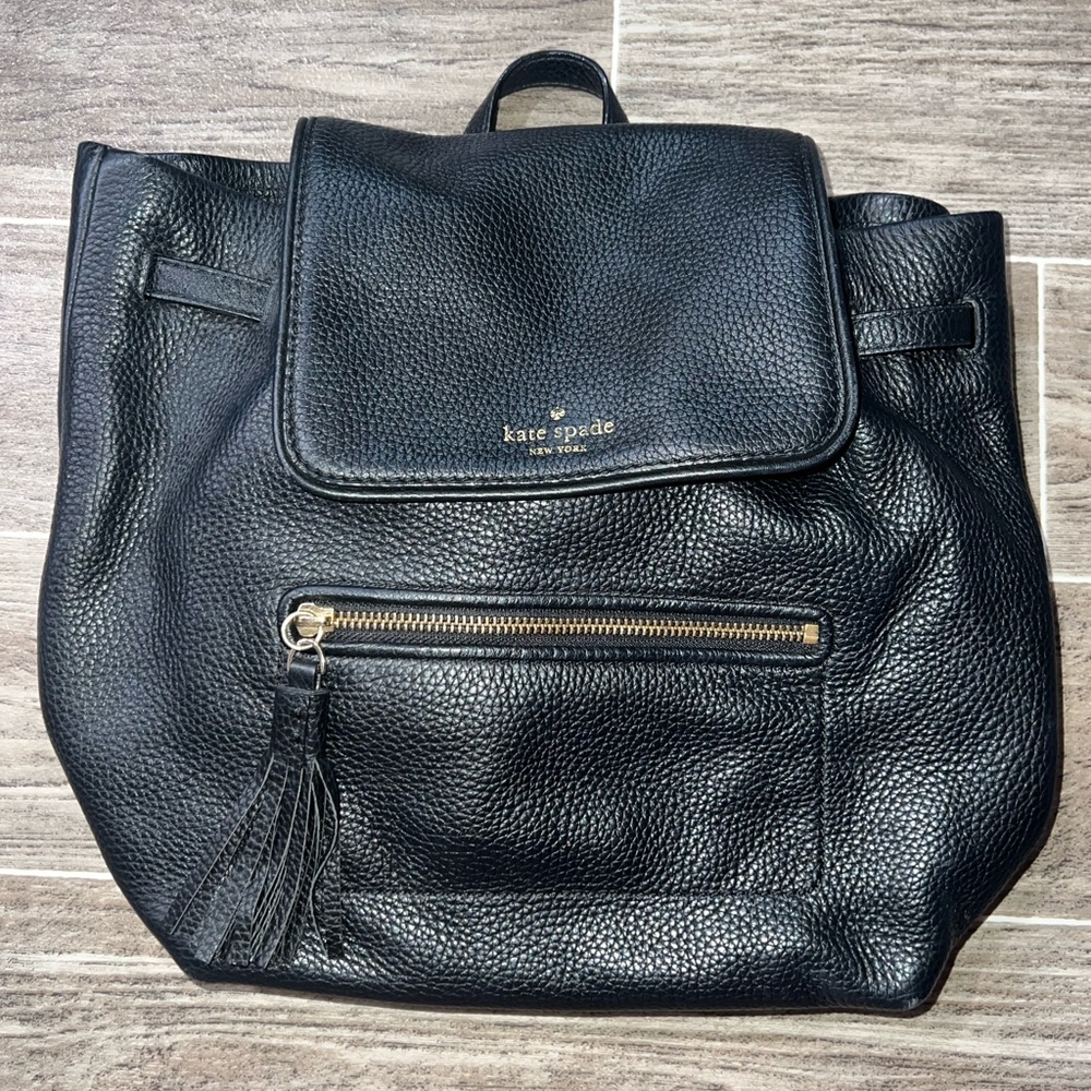 Kate Spade Black Leather Backpack